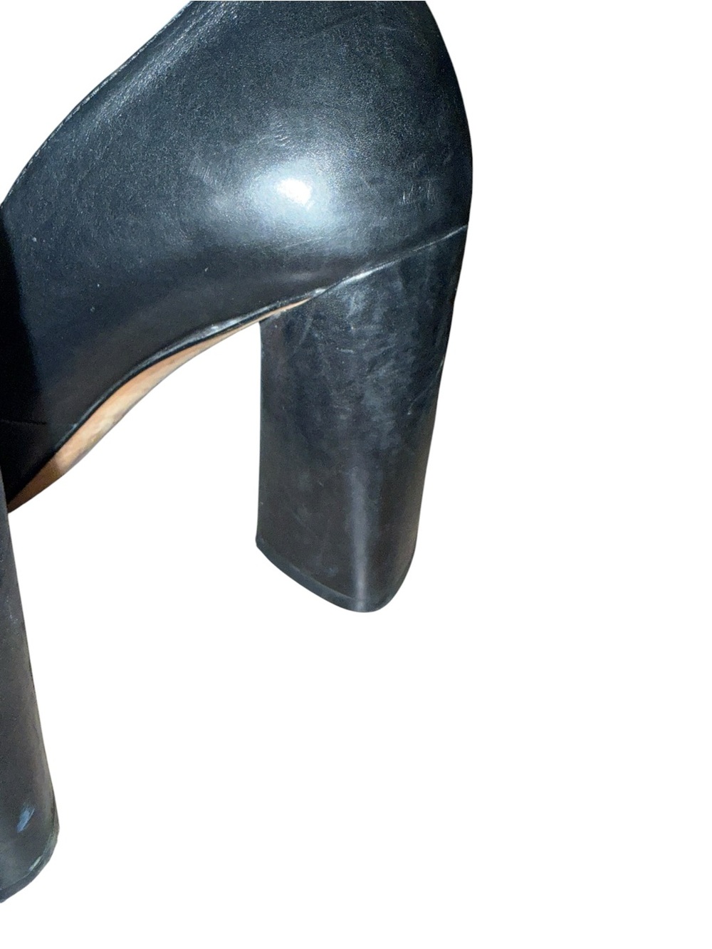 Tory Burch Black Leather Elizabeth 4” Block heel Pumps Size 9.5 Gold Tone Hw - Picture 4 of 10